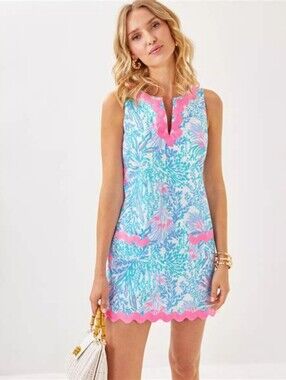 lilly pulitzer pink lemonade dress LILLY PULITZER Dress Marlowe Pool Pink Lemonade, Size Small EUC!